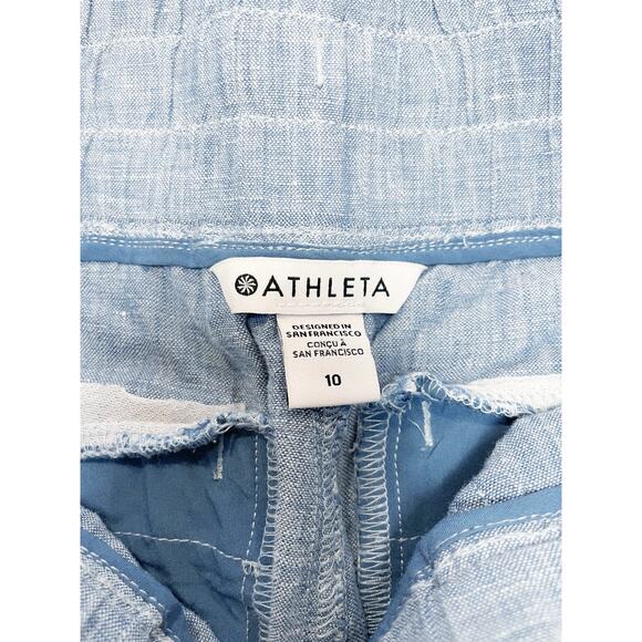 Athleta Cabo Chambray Blue Linen Jogger Size 10 - Picture 9 of 9